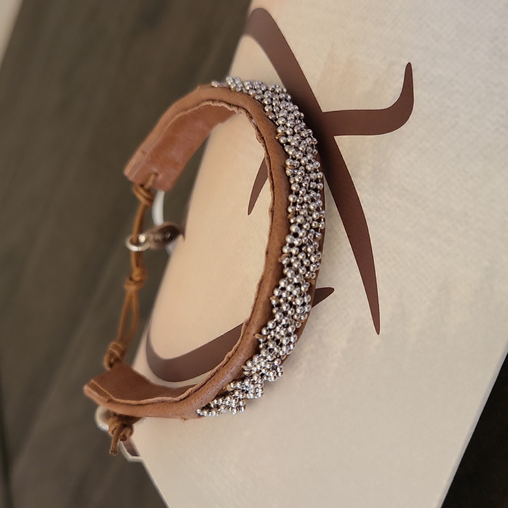 Hultquist Copenhagen Wrapped Leather, silver, Braided Bead Bracelet